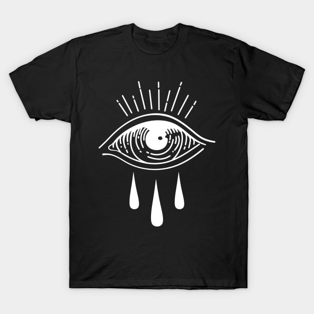 crying eye black and white T-Shirt by themadesigns